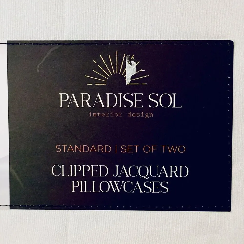 NWT PARADISE SOL Set of 2 White 20”x30” Standard clipped jacquard pillow cases